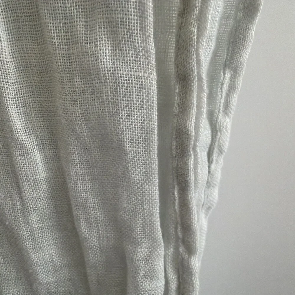 Bella Notte Linen Bed Scarf Bed Runner Whisper White Soft Pale Sage Green 24x84 - Picture 5 of 7